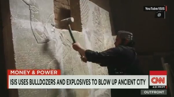 فیلم/ تخریب تمدن ۳۰۰۰ ساله در چند ثانیه توسط داعش
