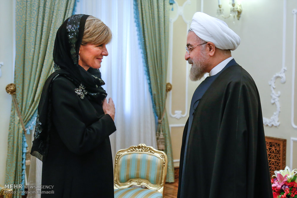 حجاب وزیر امور خارجه استرالیا هنگام ورود به تهران