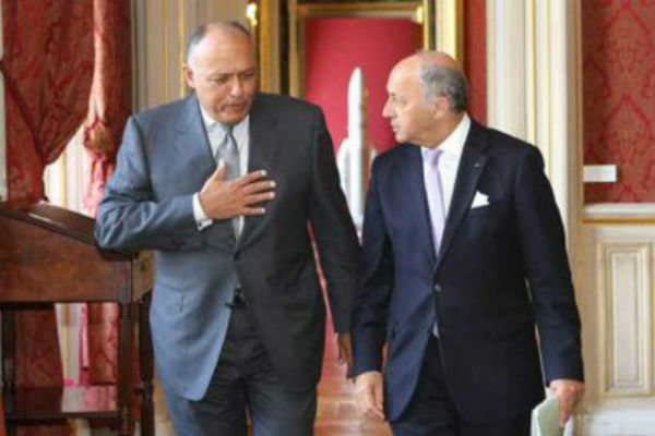دیدار فابیوس با وزیر خارجه مصر