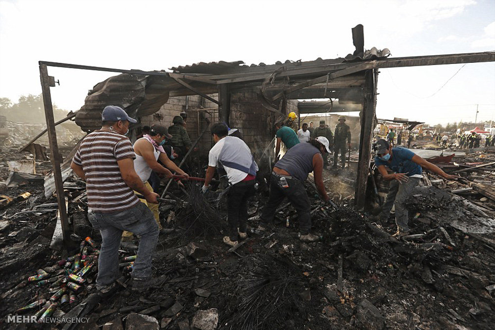 انفجار در بازار لوازم آتش بازی در مکزیک‎