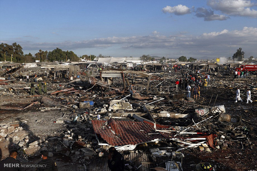 انفجار در بازار لوازم آتش بازی در مکزیک‎