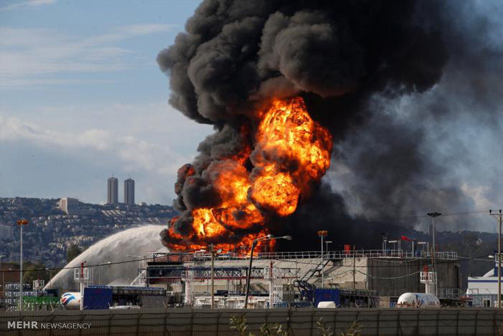 آتش سوزی در پالایشگاه نفت اسرائیل‎