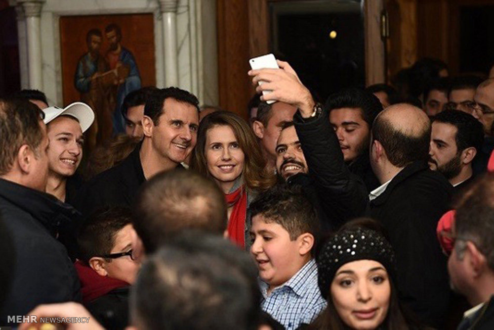 حضور بشار اسد در کلیسایی در دمشق