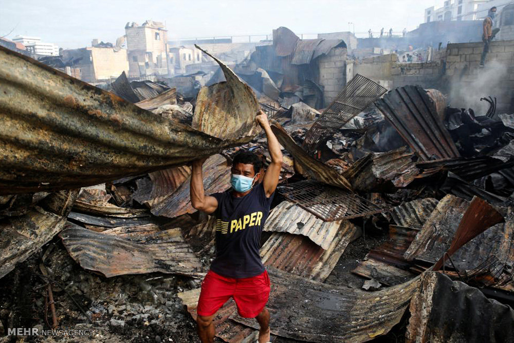 آتش سوزی در آلونک نشین های فیلیپین‎