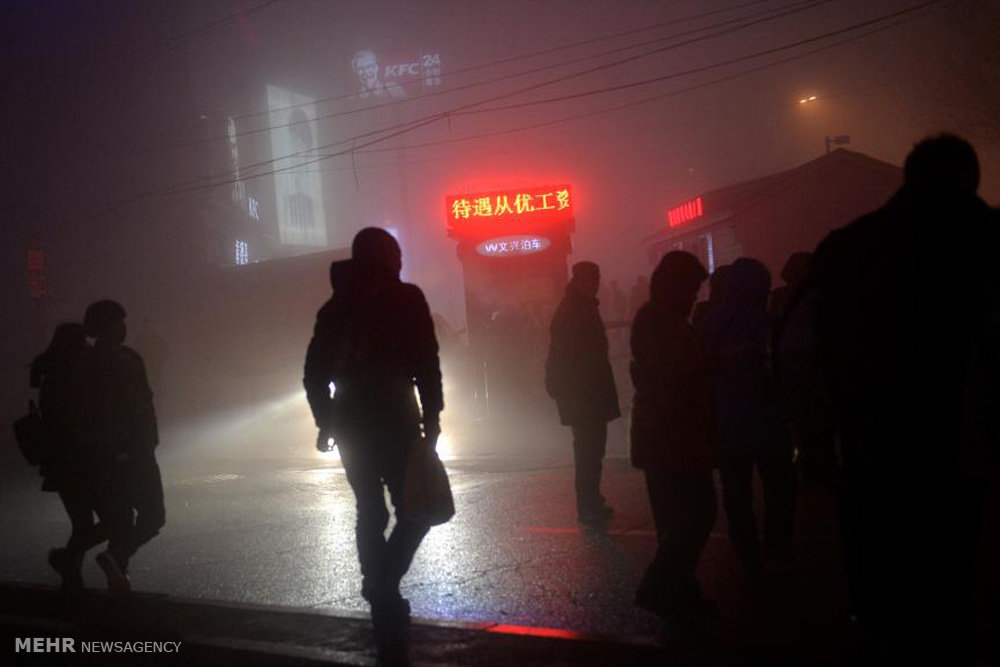 آسمان دود گرفته شهرهای چین