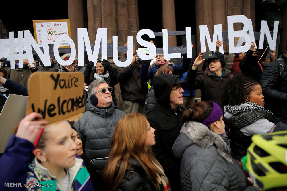 ادامه تظاهرات علیه منع ورود مسلمانان به آمریکا‎
