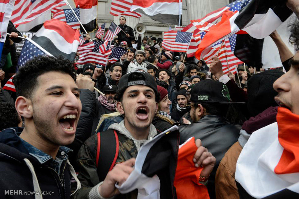 تظاهرات یمنی های مقیم آمریکا علیه ترامپ‎
