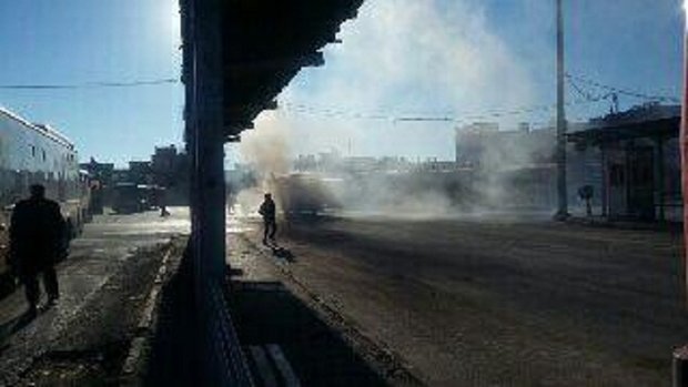 آتش سوزی اتوبوس در کرمانشاه