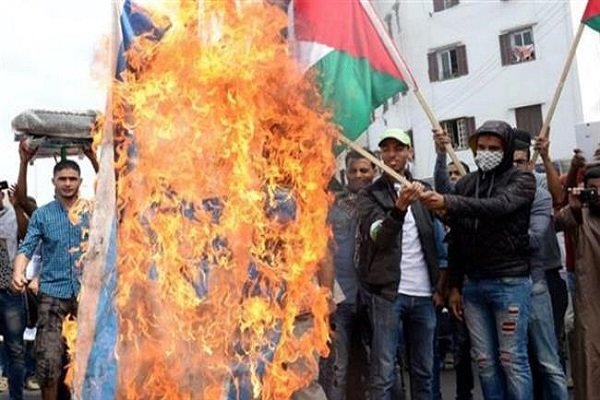 آتش زدن پرچم صهیونیستها در مغرب