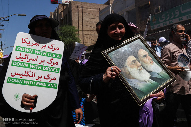مردم انقلابی استان سمنان در روز قدس فریاد عدالت‌خواهی سر دادند