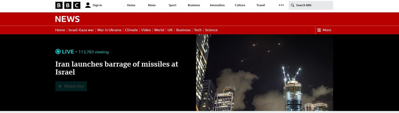 واکنش رسانههای جهان به حملات موشکی ایران به اراضی اشغالی