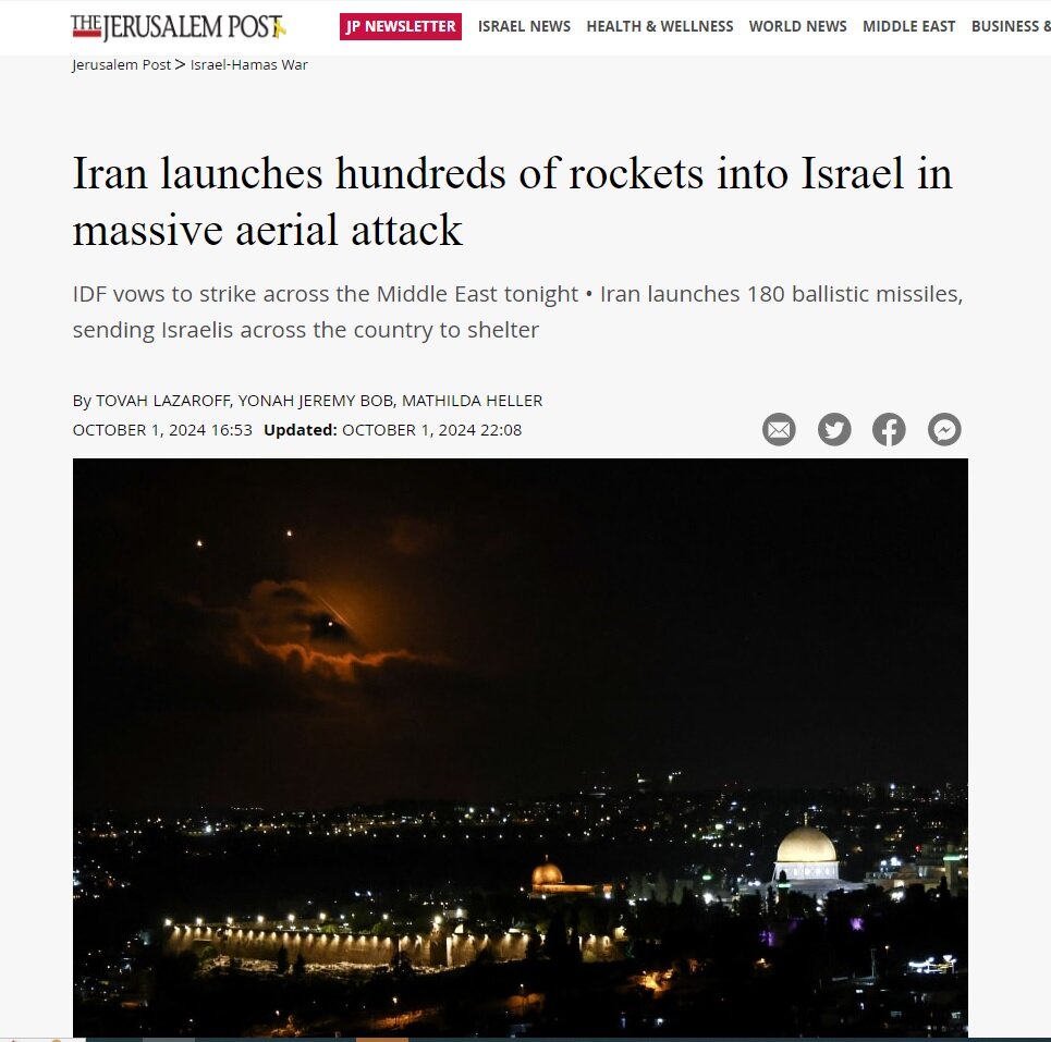 واکنش رسانههای جهان به حملات موشکی ایران به اراضی اشغالی