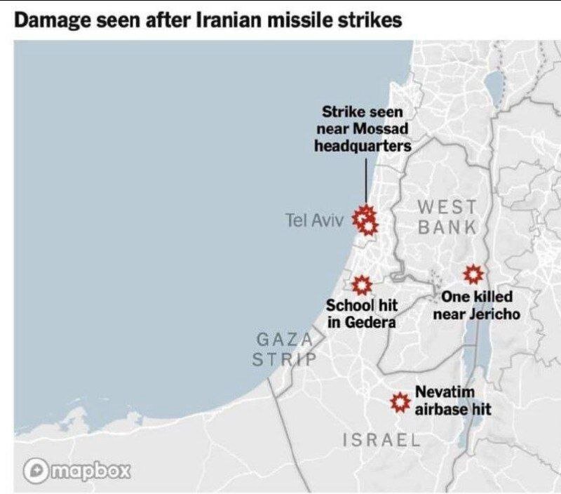 تایید وقوع انفجار در نزدیکی مقر موساد در اینفوگرافی نیویورکتایمز