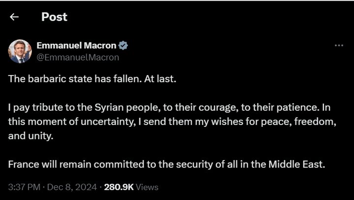 واکنش عوامفریبانه «ماکرون» به تحولات سوریه