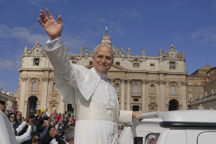 Pope Leo XIV tours St. Peter's Square in the papal vehicle