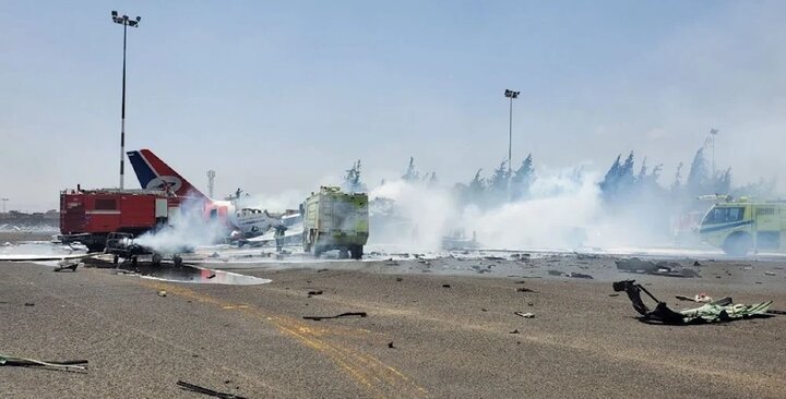 الهجوم الصاروخي للكيان الصهيوني على مطار صنعاء+ فيديو