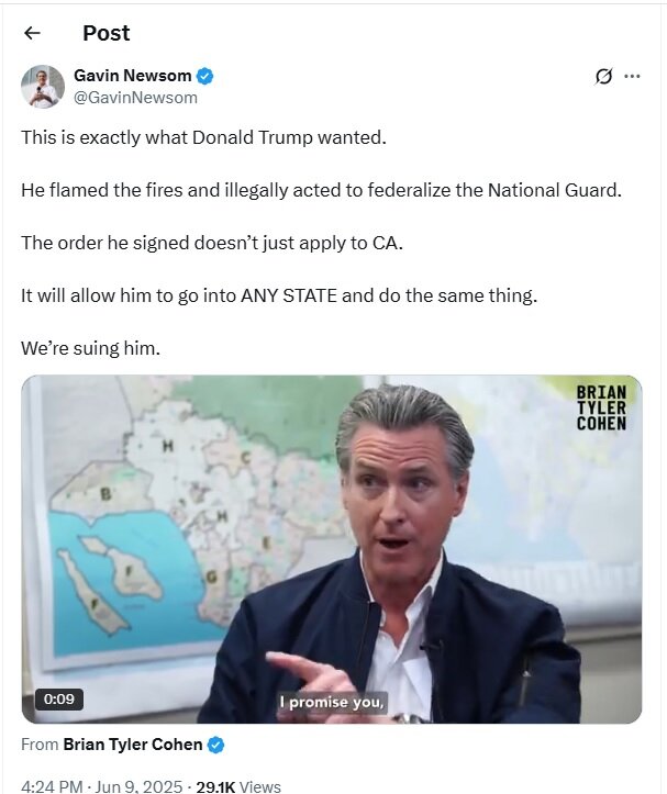 California Governor: 'We are suing Trump'