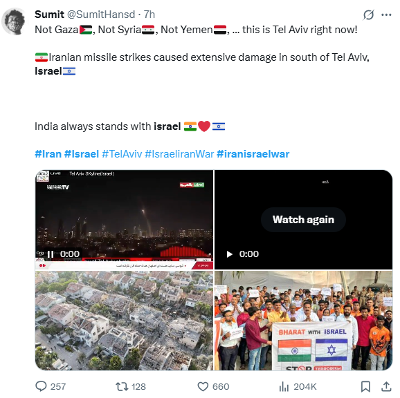 Indian user supports Iran