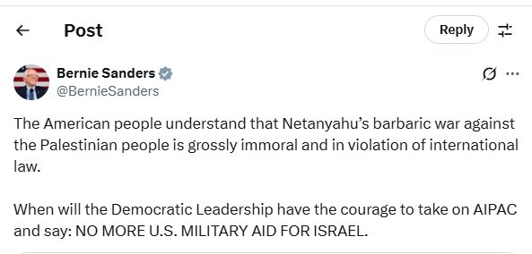 U.S. Senator calls Netanyahu's brutal war on Palestinians a violation of international law