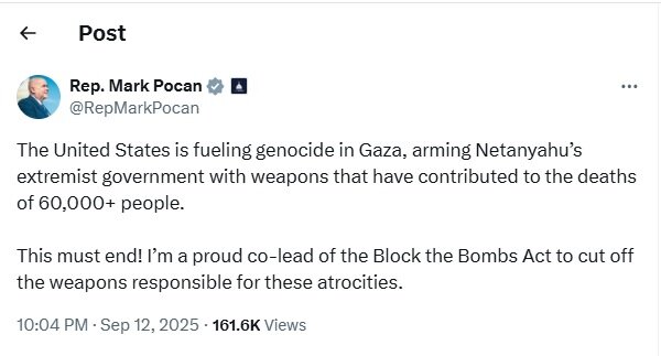 نماینده کنگره: نسلکشی در غزه با تسلیحات آمریکایی باید پایان یابد