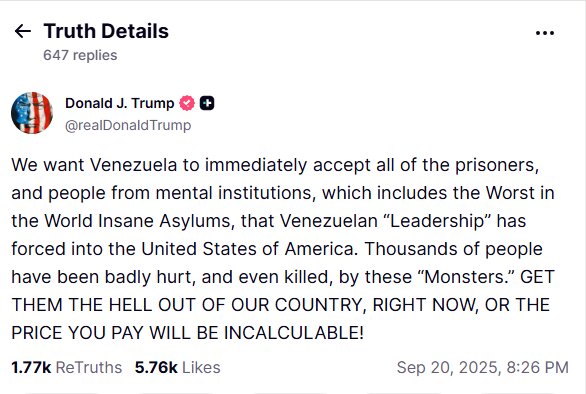 تهدید ونزوئلا از سوی «ترامپ»