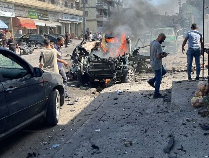 ۲ شهید در حمله پهپادی رژیم صهیونیستی به یک خودرو در جنوب لبنان+فیلم