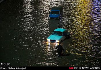 بارش شدید باران و وقوع سیل در تبریز