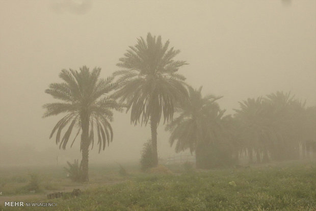 گرد و غبار خارجی در راه خوزستان بارانی