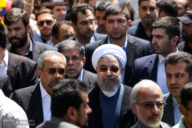 حضور حسن روحانی رئیس جمهور در راهپیمایی روز جهانی قدس