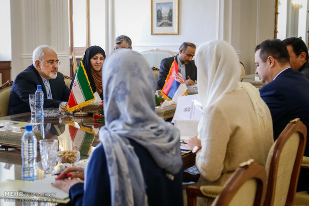 دیدار ایوتسا داچیچ وزیر امور خارجه صربستان با محمدجواد ظریف وزیر امور خارجه ایران