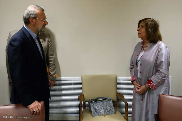 Larijani meets British Speaker of House of Lords Baroness D'Souza