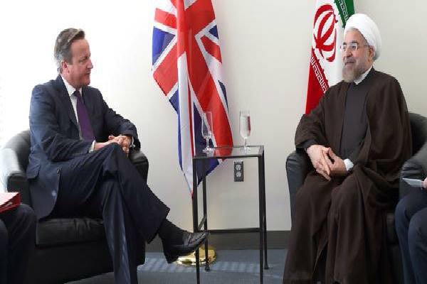 كامرون يبحث مع روحاني العلاقات البريطانية الايرانية