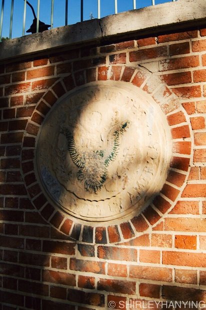 The seal of the United States on the wall of former US Embassy