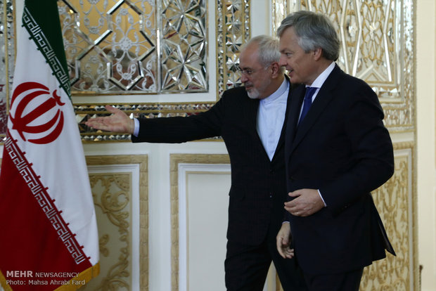 لقاء وزير الخارجية ايران محمد جواد ظريف نظيره البلجيكي