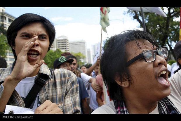 اعتراض مردم فیلیپین به سفر اوباما‎