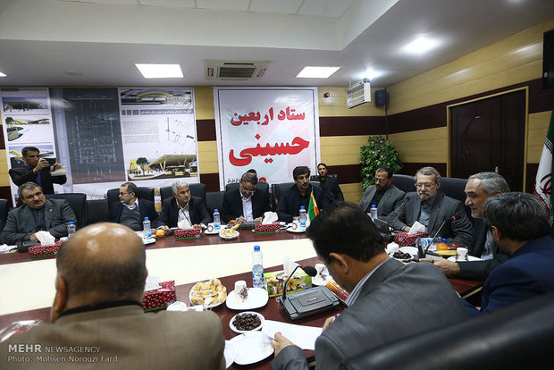 جلسه ستاد اربعین در مرز شلمچه با حضور علی لاریجانی رئیس مجلس شورای اسلامی