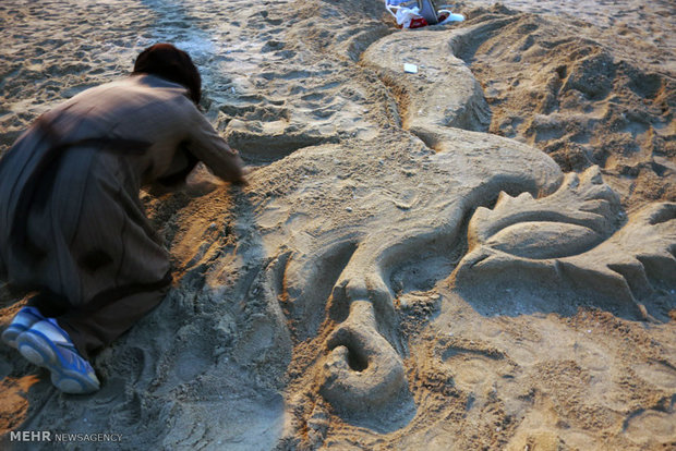 مسابقه ساخت مجسمه های شنی در جزیره کیش