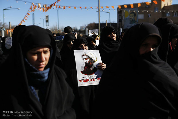 تجمع در اعتراض به اعدام شیخ نمر در همدان 