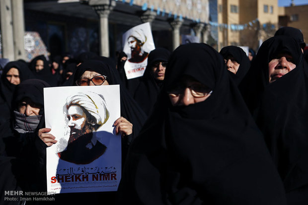 Qom, Hamedan protest to Sheikh Nimr's execution