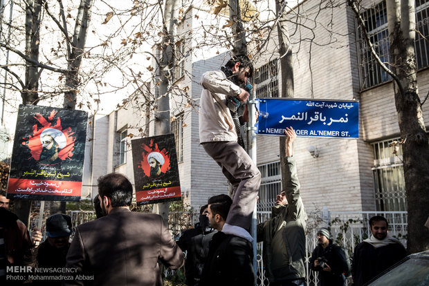 تغییر نام تابلو خیابان سفارت عربستان در ایران