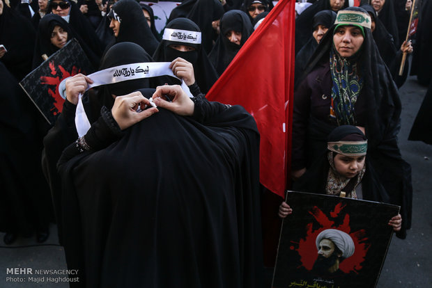 تجمع مردم تهران در اعتراض به اعدام شیخ نمر