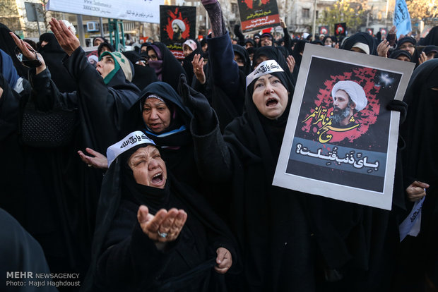 تجمع مردم تهران در اعتراض به اعدام شیخ نمر