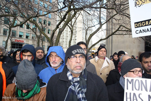 تجمع اعتراض آمیز مسلمانان کانادا به اعدام آیت الله نمر در تورنتو
