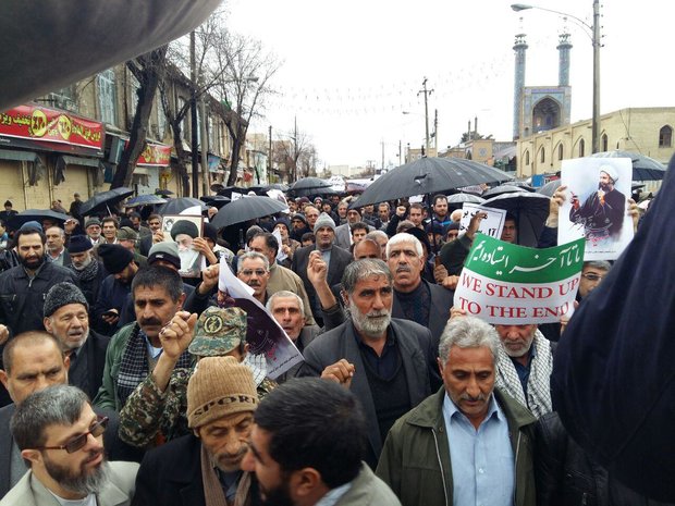 تظاهرات مردم کرمانشاه دراعتراض به شهادت «شیخ باقرالنمر» برگزار شد