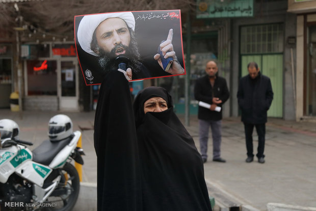 راهپیمایی اعتراض آمیز مردم قم نسبت به اعدام شیخ النمر