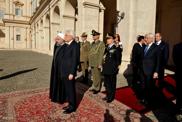 Italian president welcomes President Rouhani in Rome