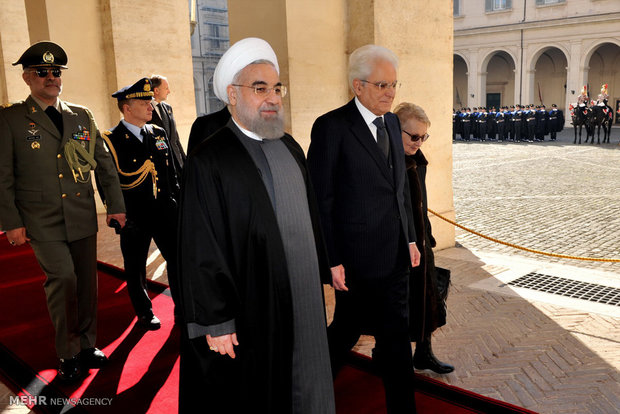 Italian president welcomes President Rouhani in Rome