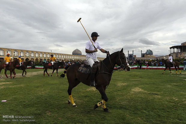 Playing polo at Naghsh-e Jahan Sq. in Isfahan