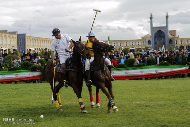 Playing polo at Naghsh-e Jahan Sq. in Isfahan