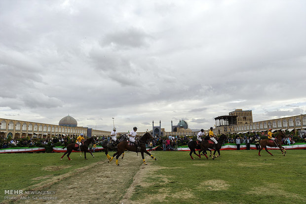 Playing polo at Naghsh-e Jahan Sq. in Isfahan